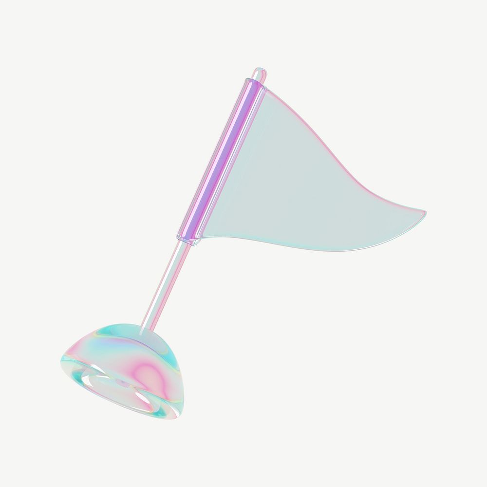 3D iridescent flag element, digital remix psd