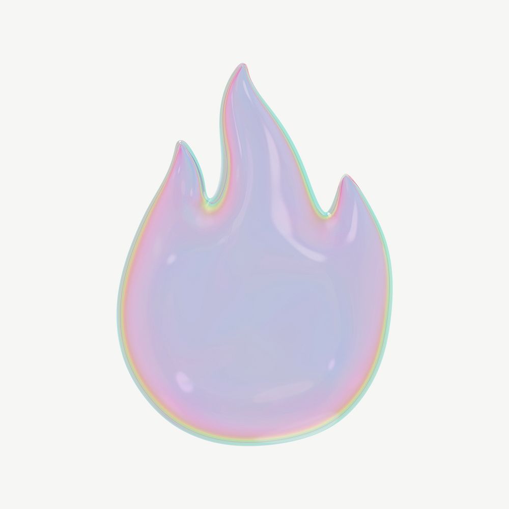 3D holographic fire icon psd