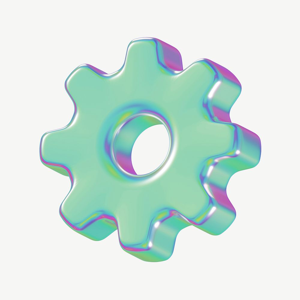 Green gear 3D element, digital remix psd