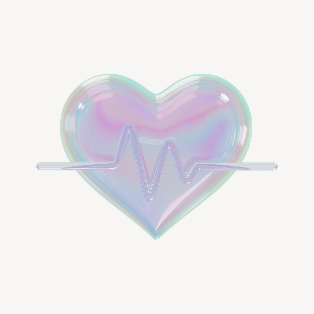 Holographic medical heart icon, health & wellness
