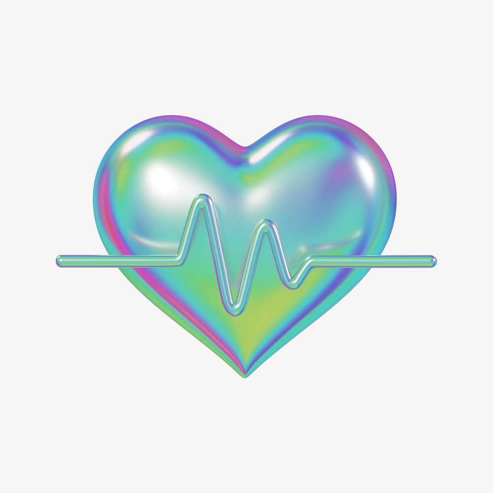 Metallic medical heart icon, health & wellness