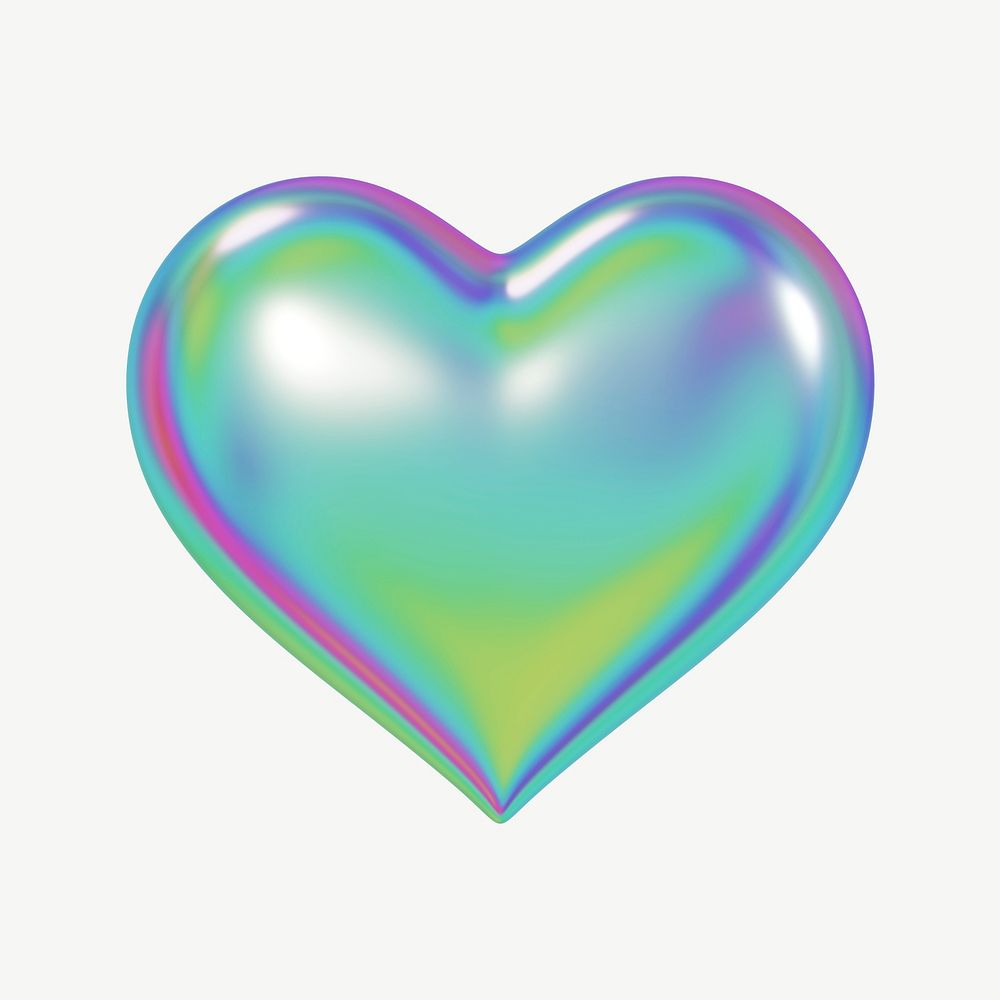 Colorful heart 3D element psd