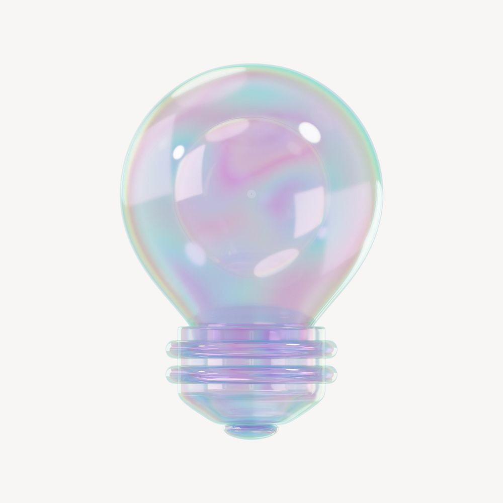 Iridescent light bulb 3D element
