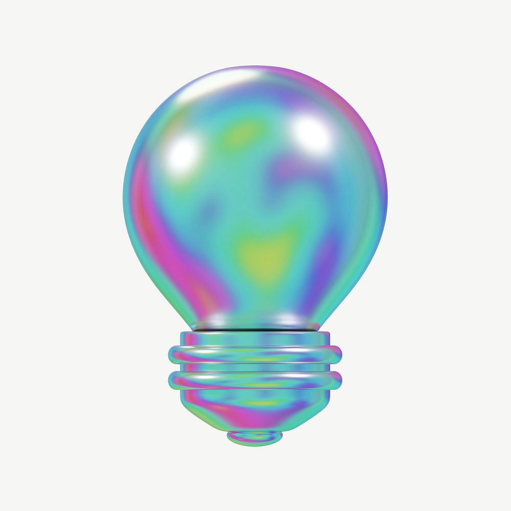Colorful light bulb 3D element psd
