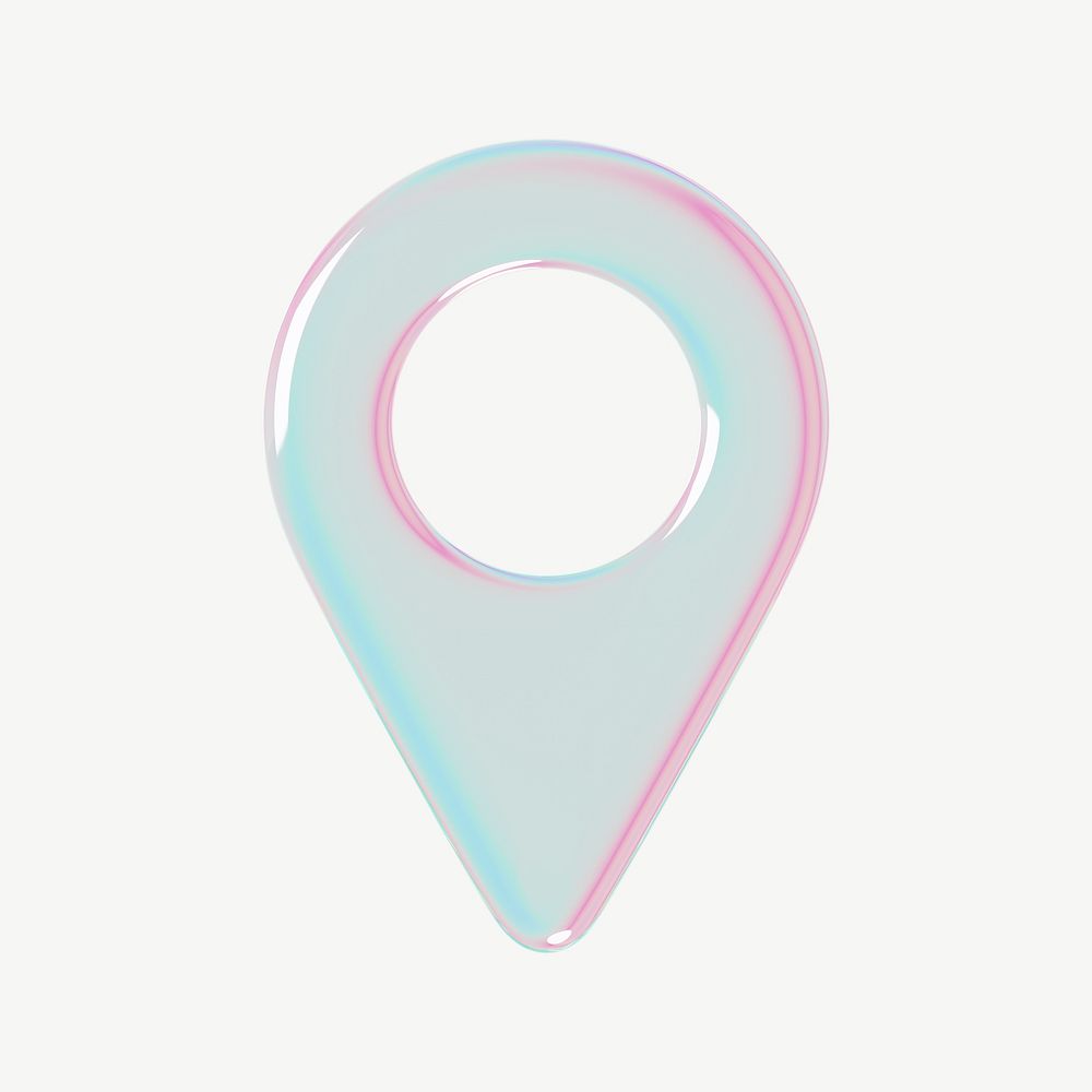 3D holographic transparent location pin psd