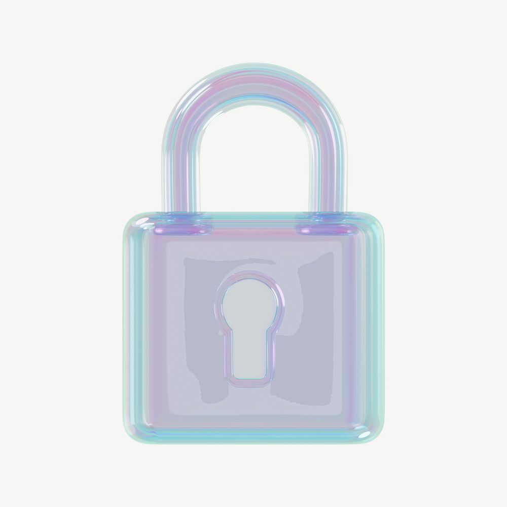 Holographic transparent padlock ion, digital remix psd