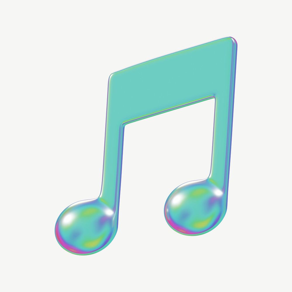 Music note holographic icon psd