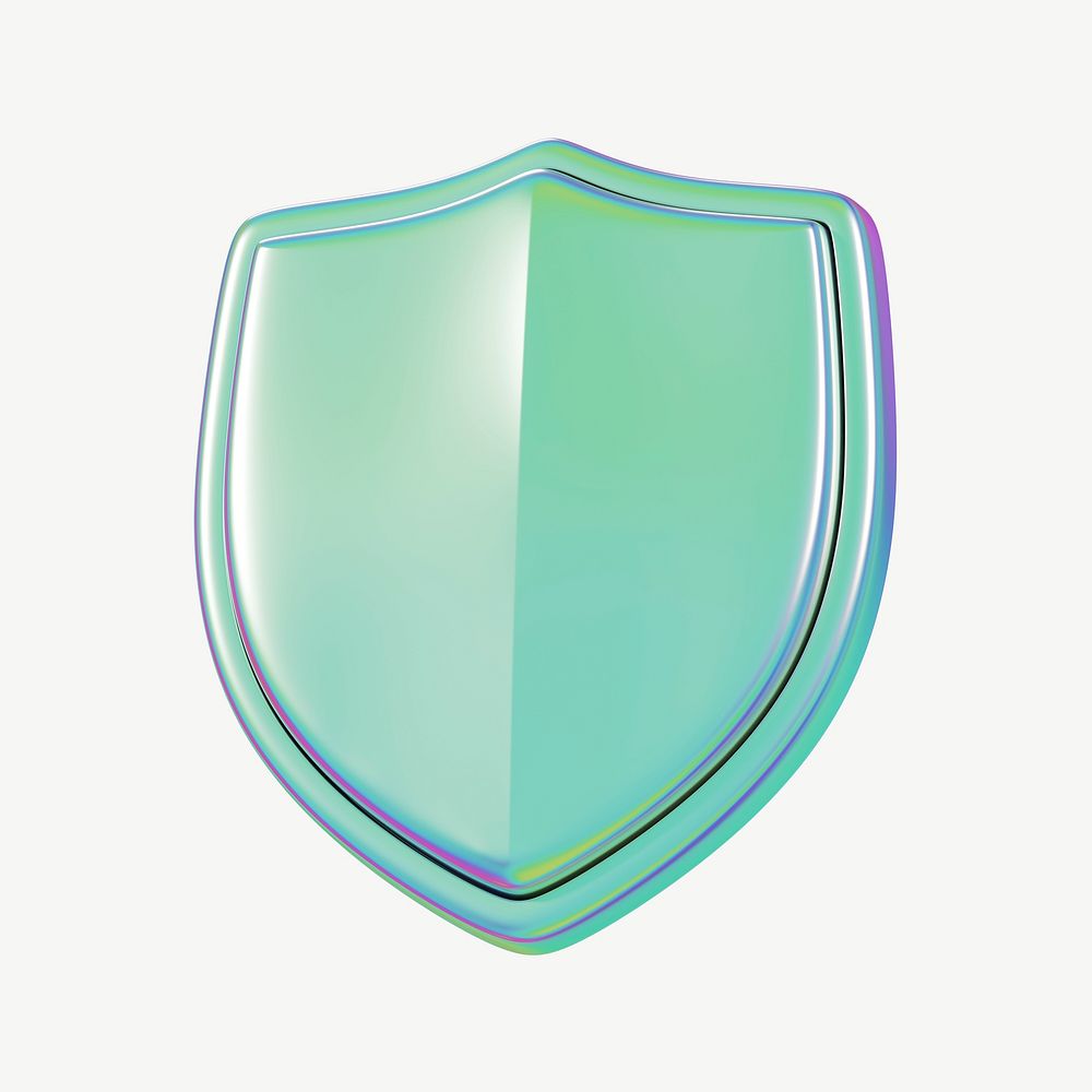 3D metallic protective shield icon psd