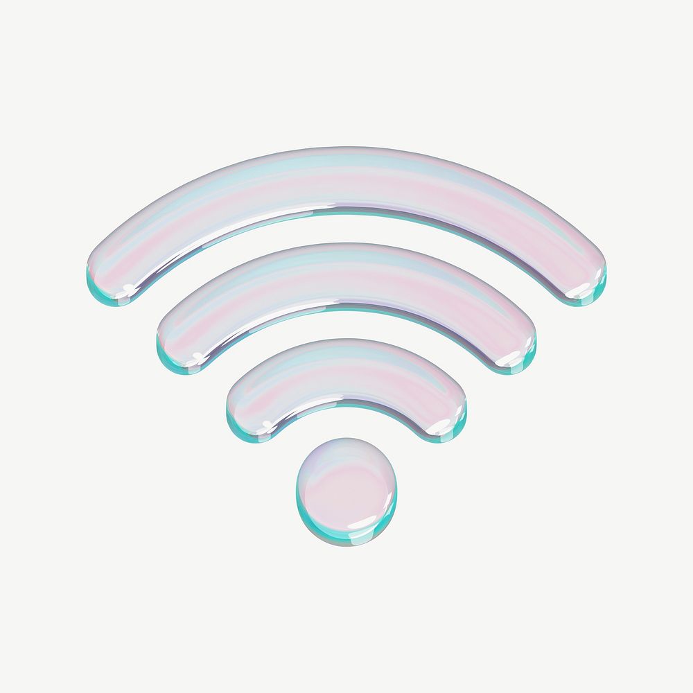 Wifi holographic icon, 3D digital remix psd