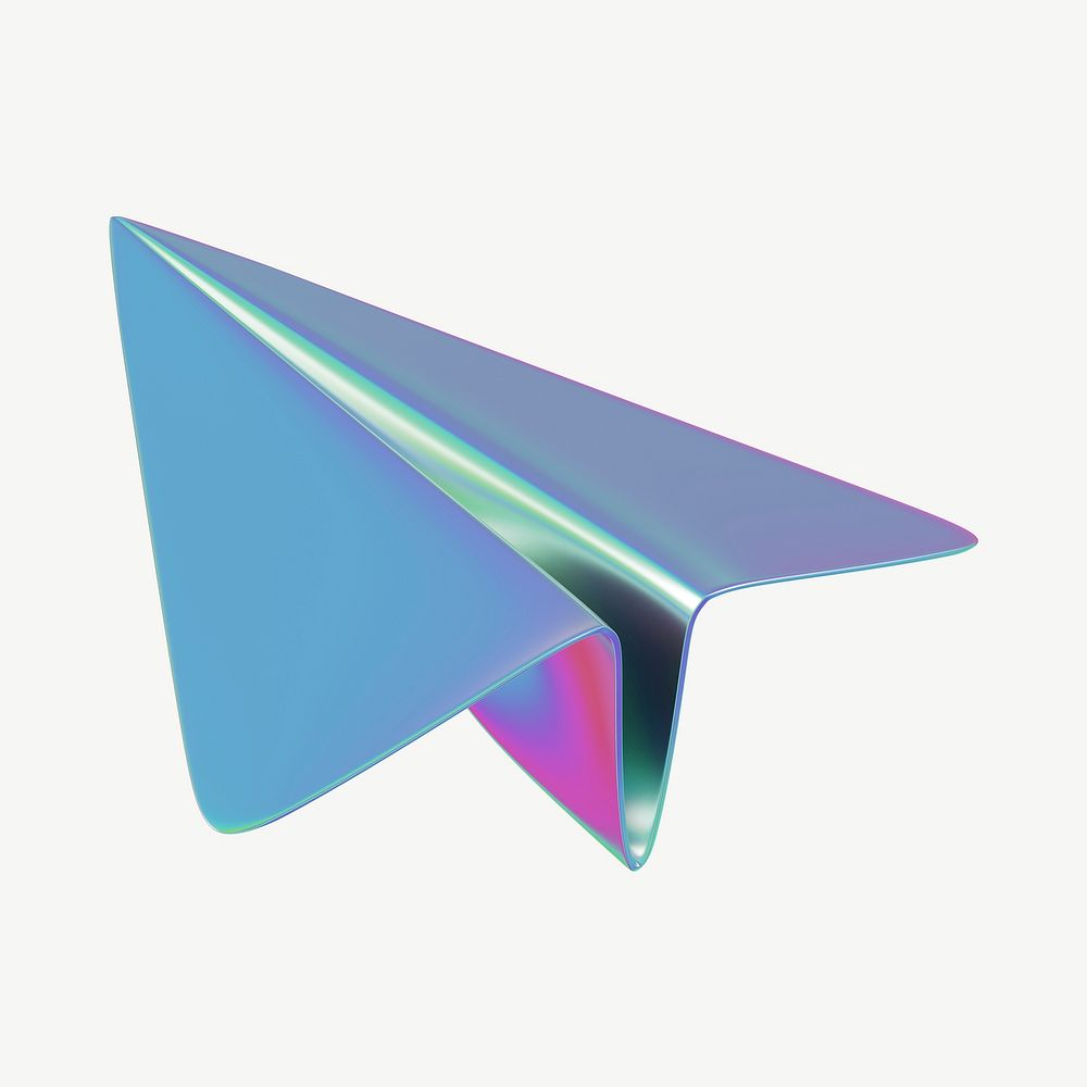 3D metallic paper plane icon psd