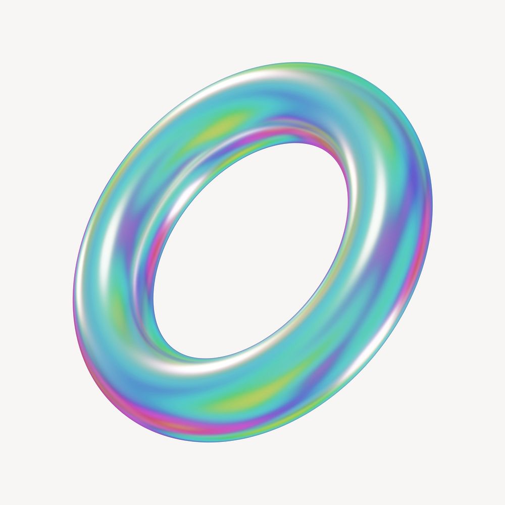 3D metallic ring, torus geometric shape
