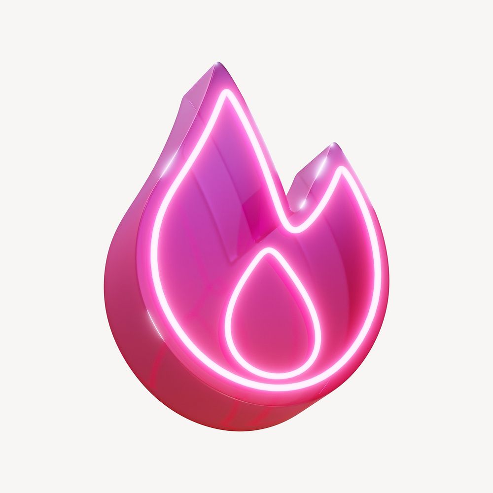 3D neon pink flame icon Premium Photo rawpixel