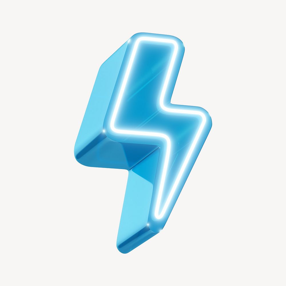 3D neon blue lightning, power digital remix
