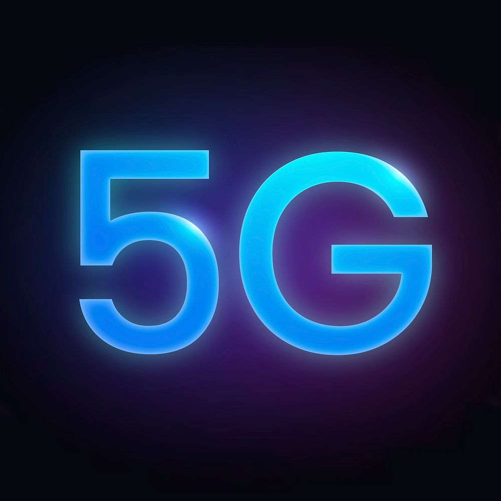 Blue 5G glowing icon vector