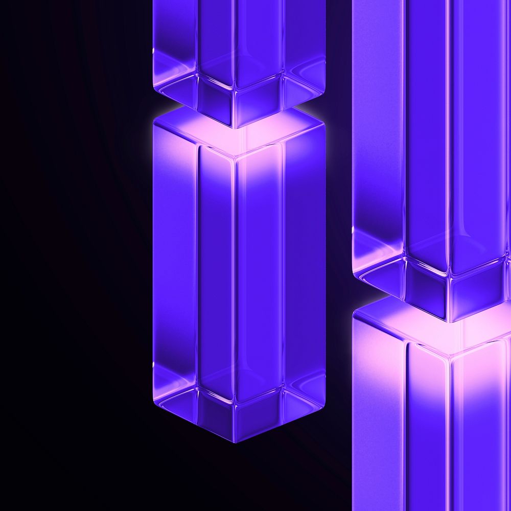 Purple glass pillars background, digital remix psd