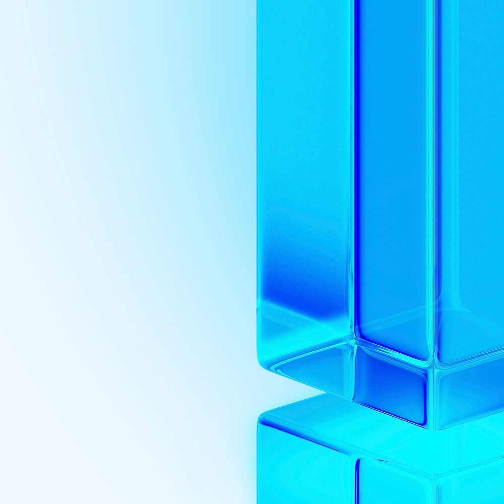 Blue glass pillars background, digital remix psd