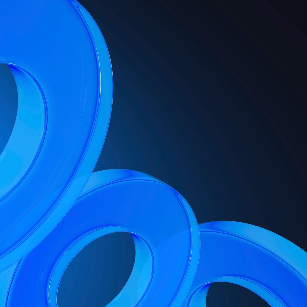 3D blue rings background, digital remix psd