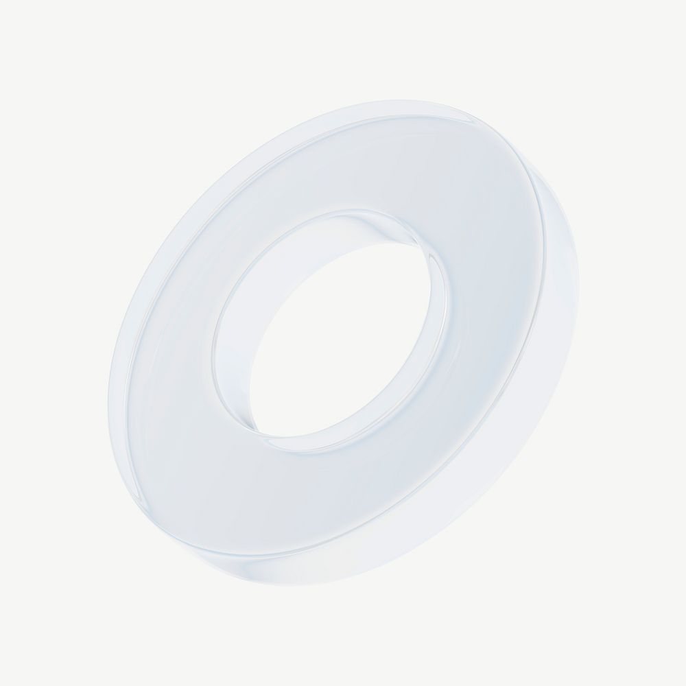 3D transparent ring, torus geometric shape psd