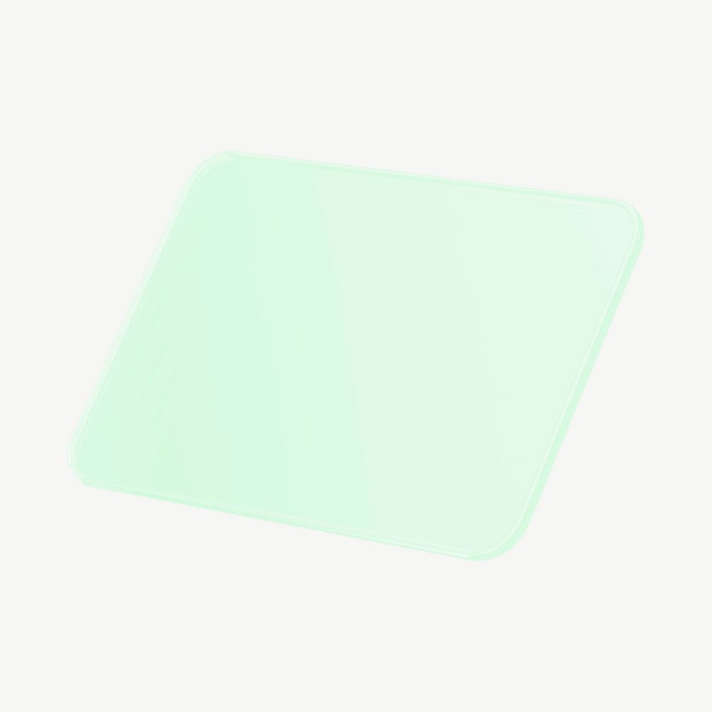 3D green rectangular shape, tinted glass psd