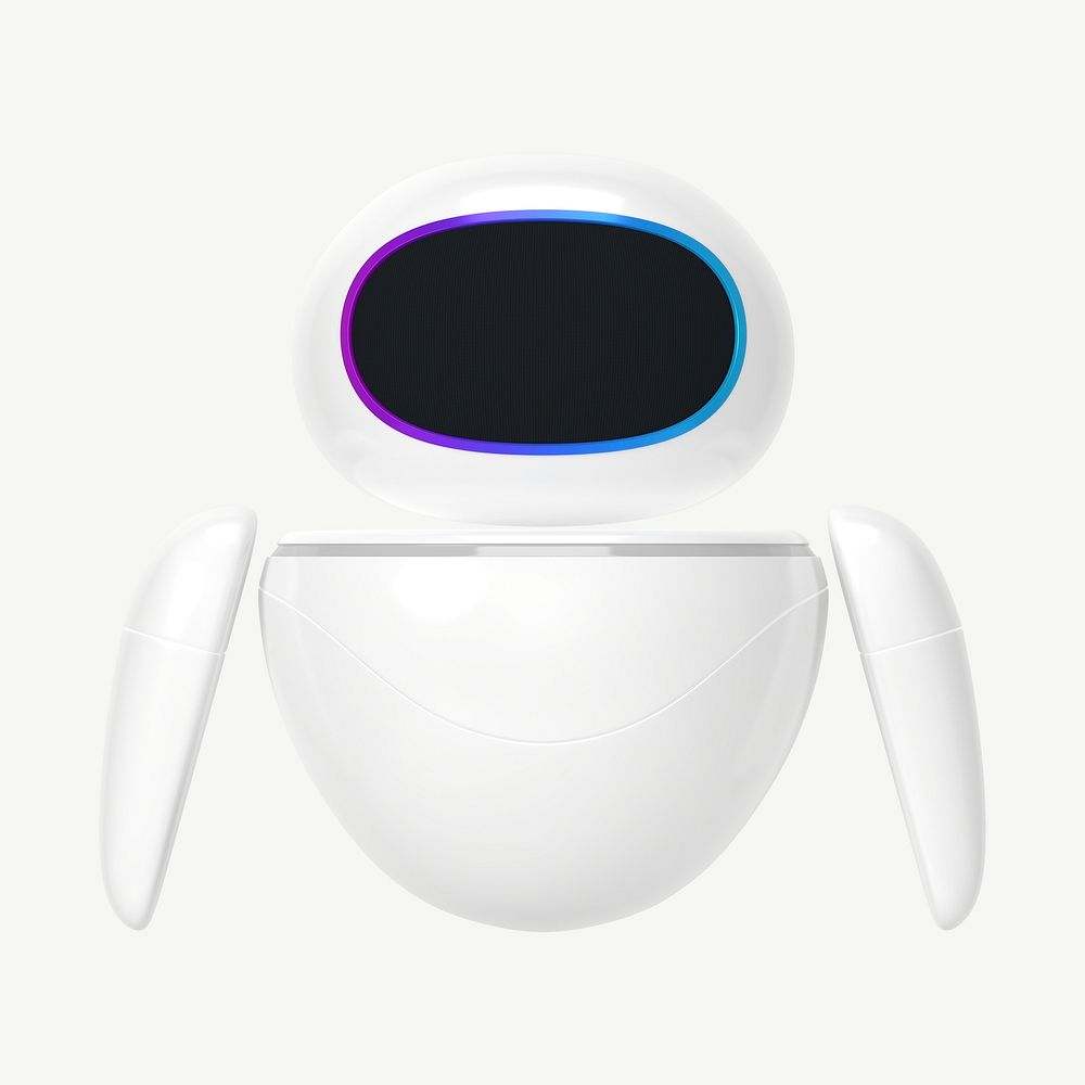 3D white robot, innovative technology psd