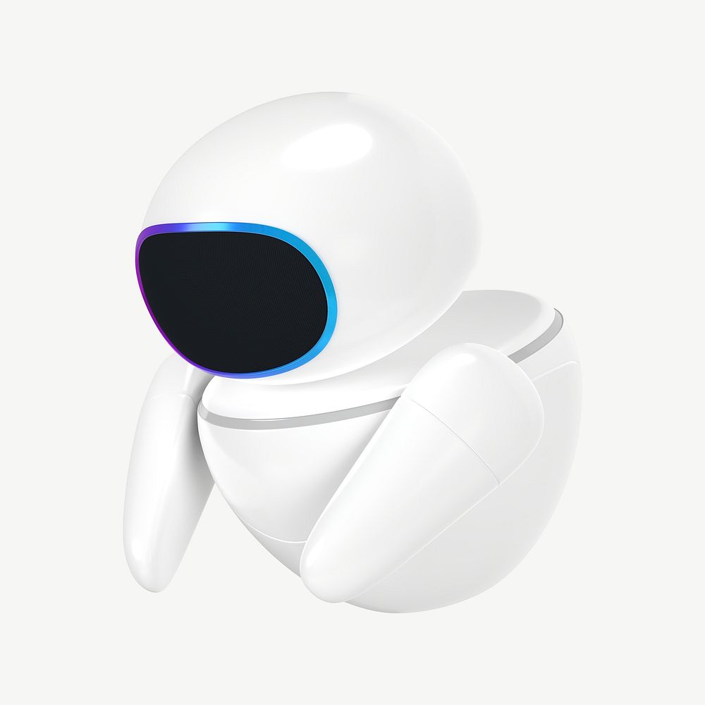 3D bowing white robot, innovative technology psd