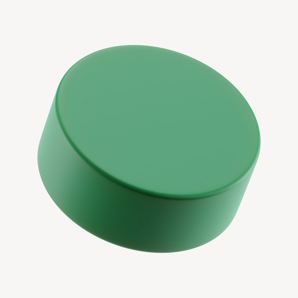 3D green cylinder, geometric shape