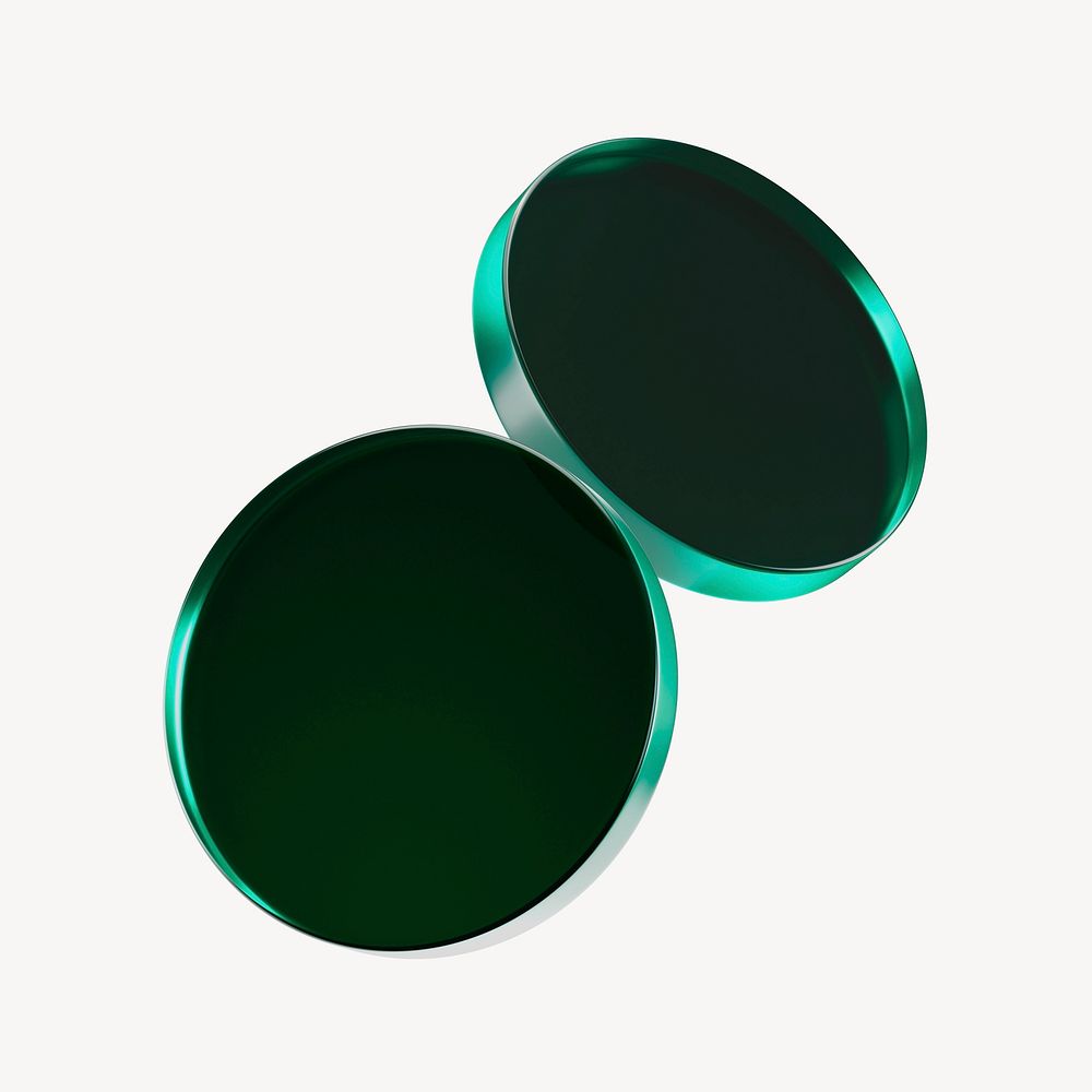 3D dark green round shape psd