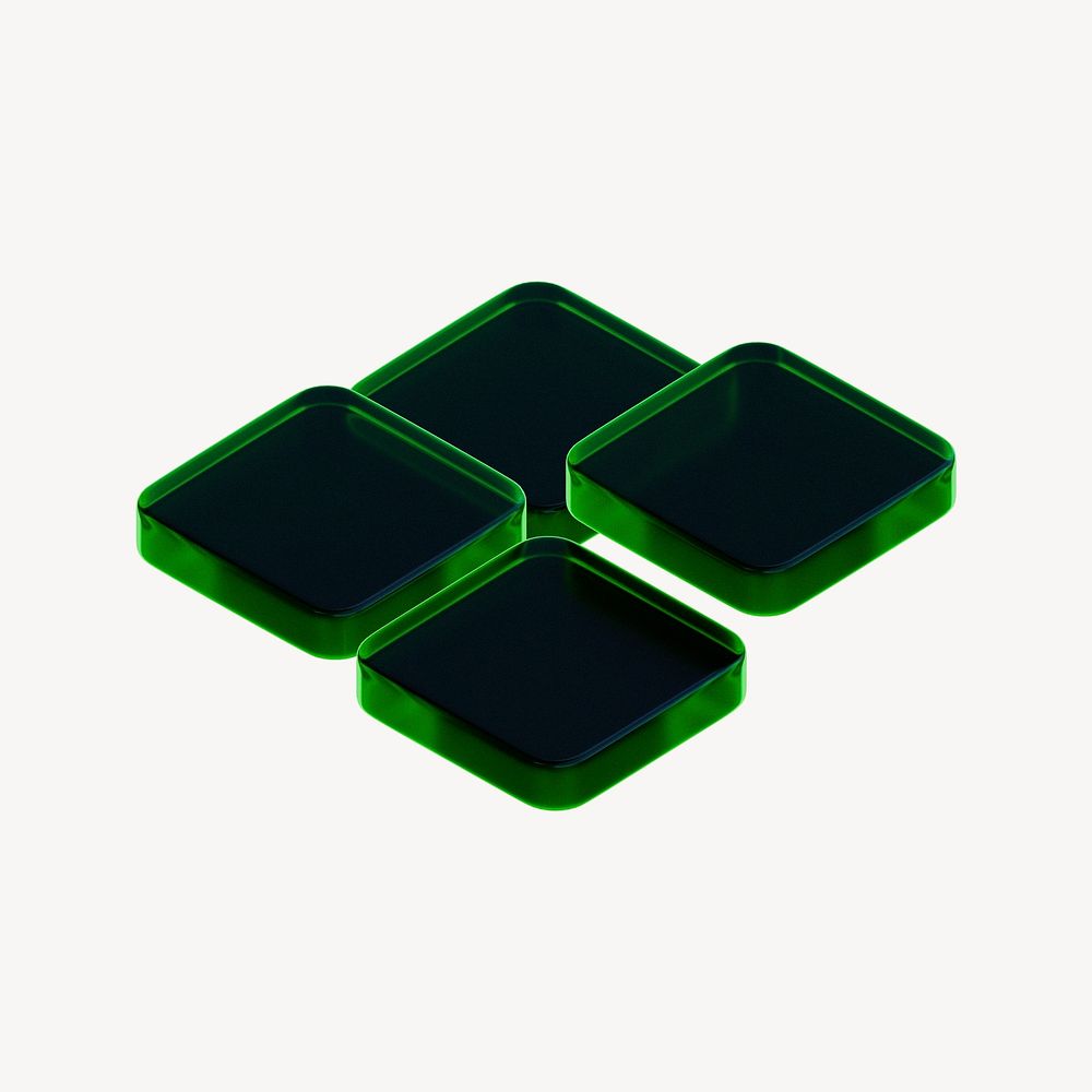 3D green tiles, square shape psd