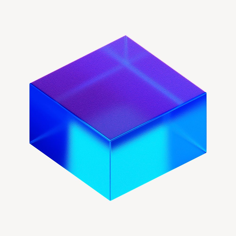 3D blue cuboid, geometric shape psd