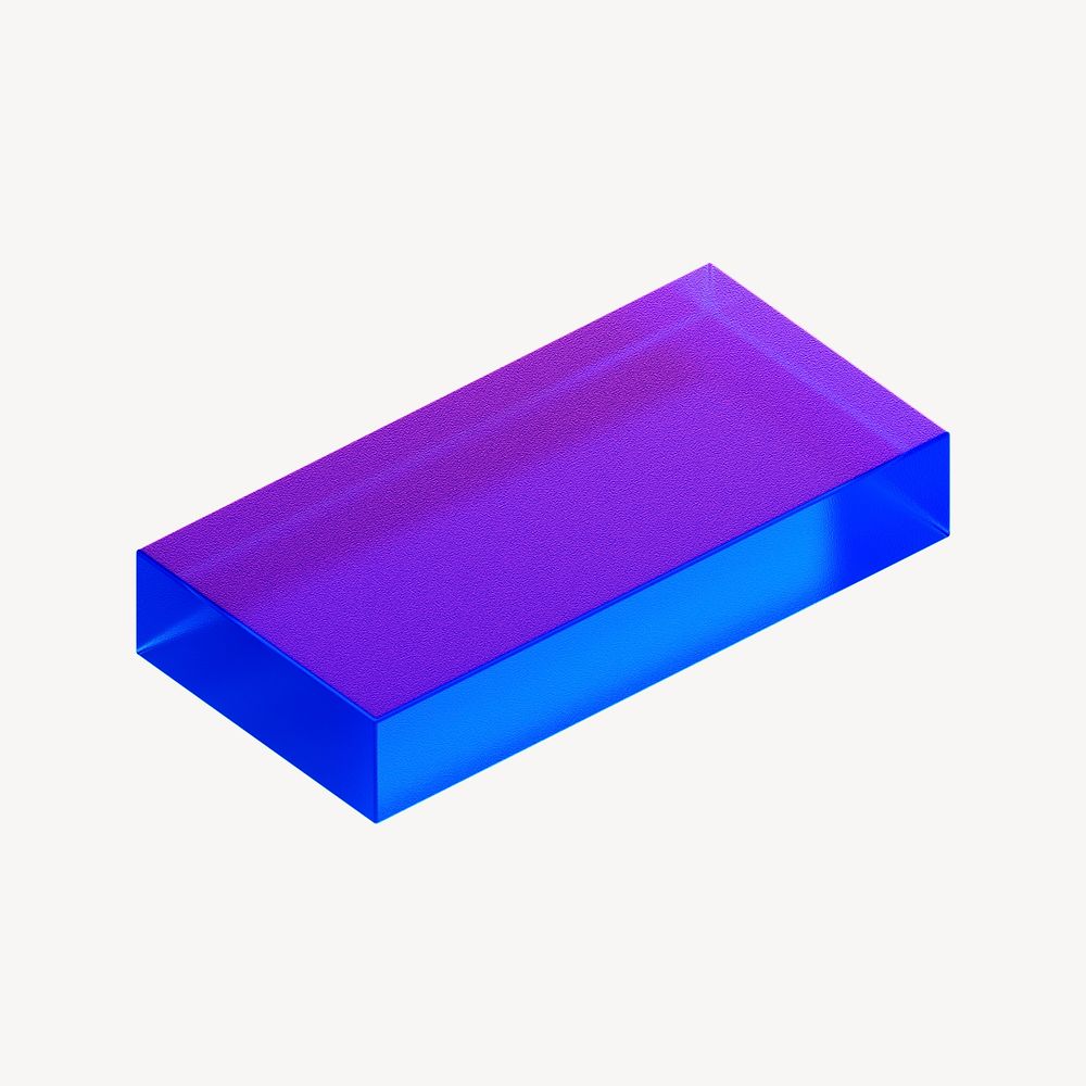 3D blue cuboid, geometric shape psd