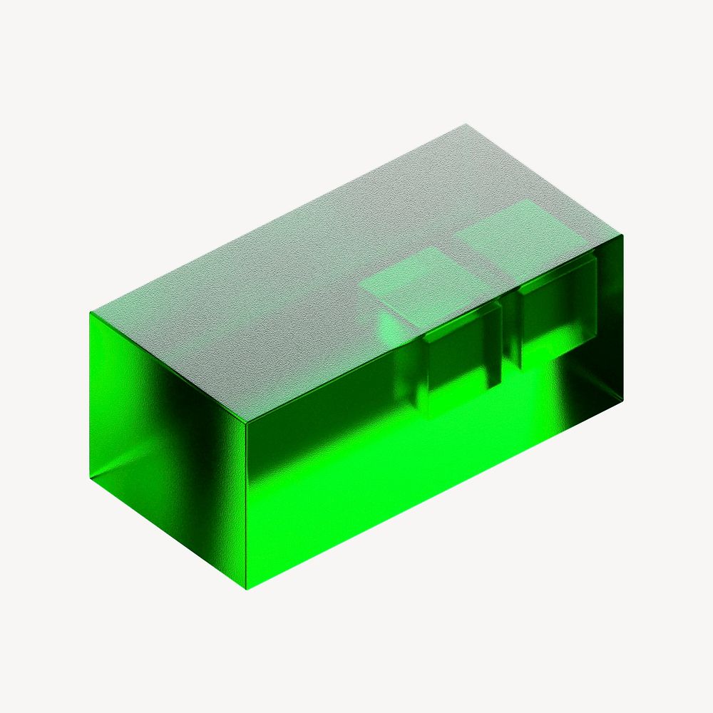 Green rectangular prism, 3D geometric shape 