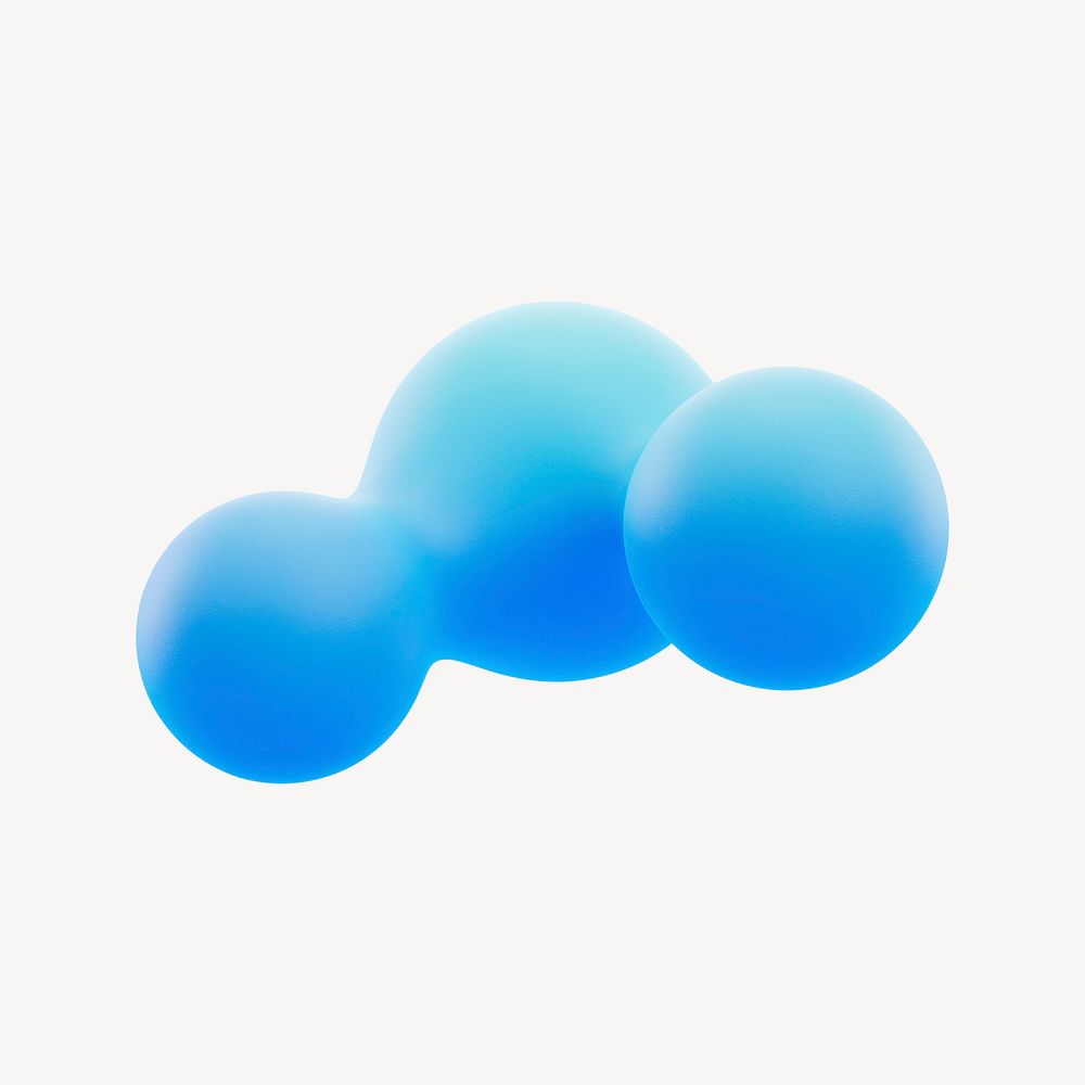 3D blue liquid fluid, abstract shape psd