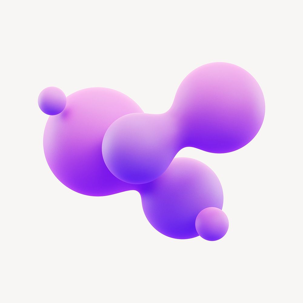 3D gradient purple liquid fluid, abstract shape psd