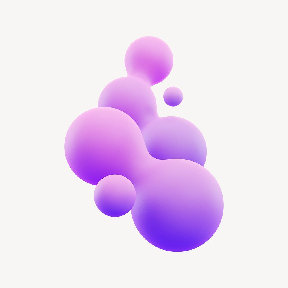 3D gradient purple liquid fluid, blob shape psd
