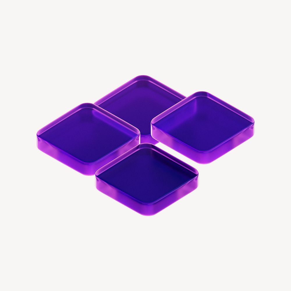 3D purple tiles, square shape psd