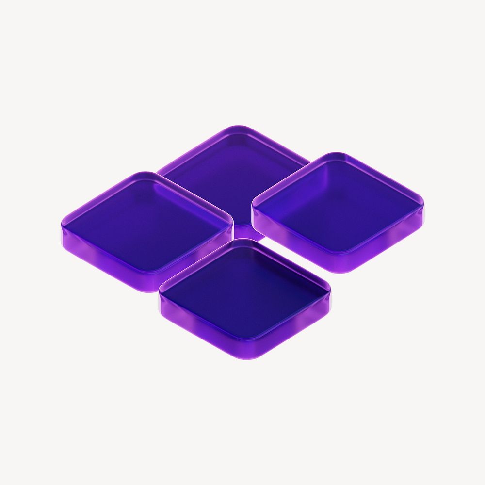 3D purple tiles, square shape