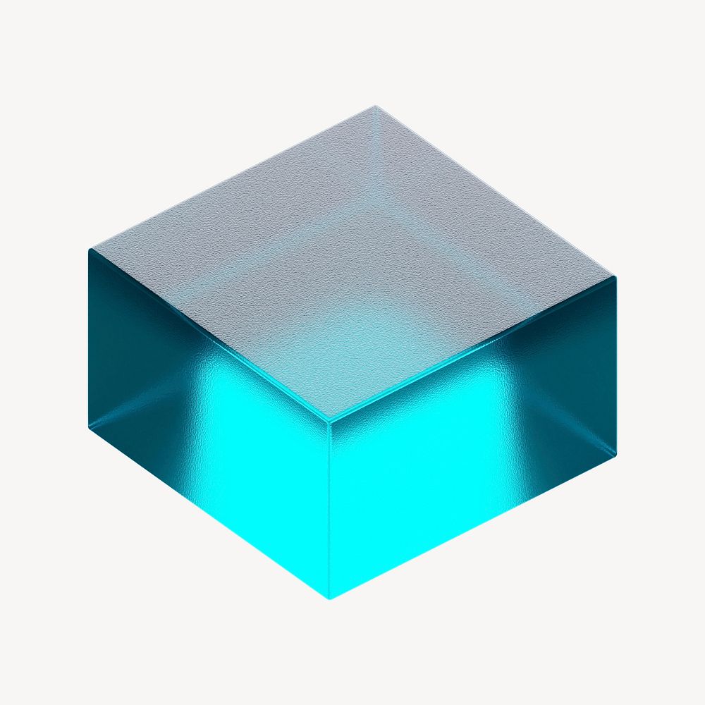 3D blue cube, geometric shape psd