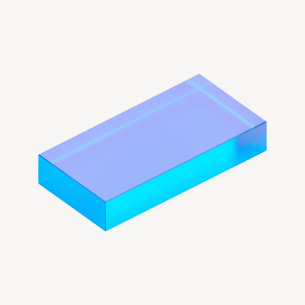 3D blue cuboid, geometric shape psd