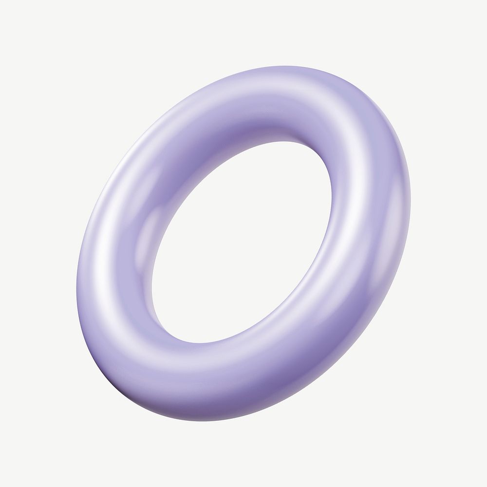 3D purple ring, torus geometric shape psd