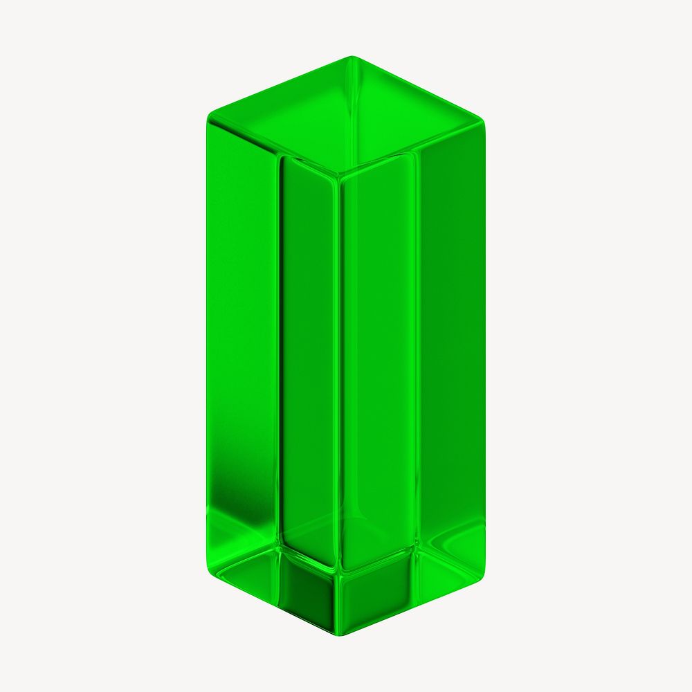 Green rectangular prism, 3D geometric shape