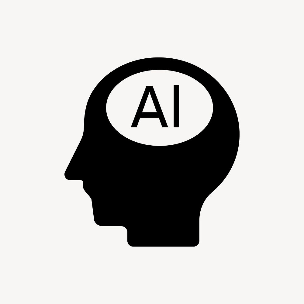 AI brain flat icon element