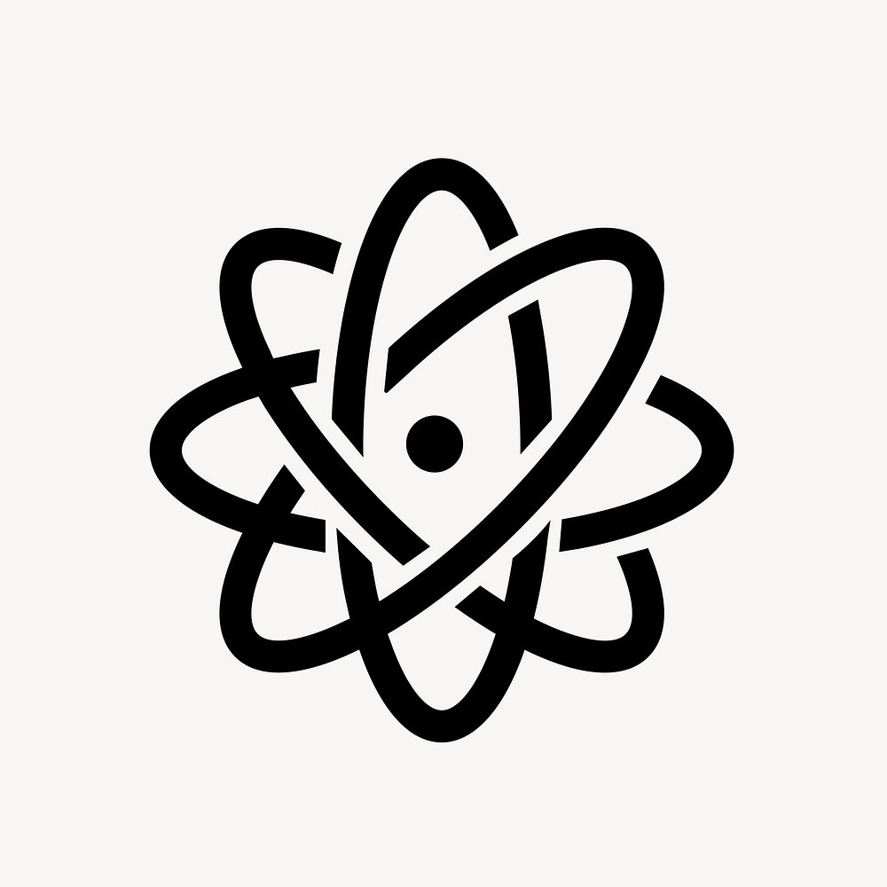 Black atom flat icon vector