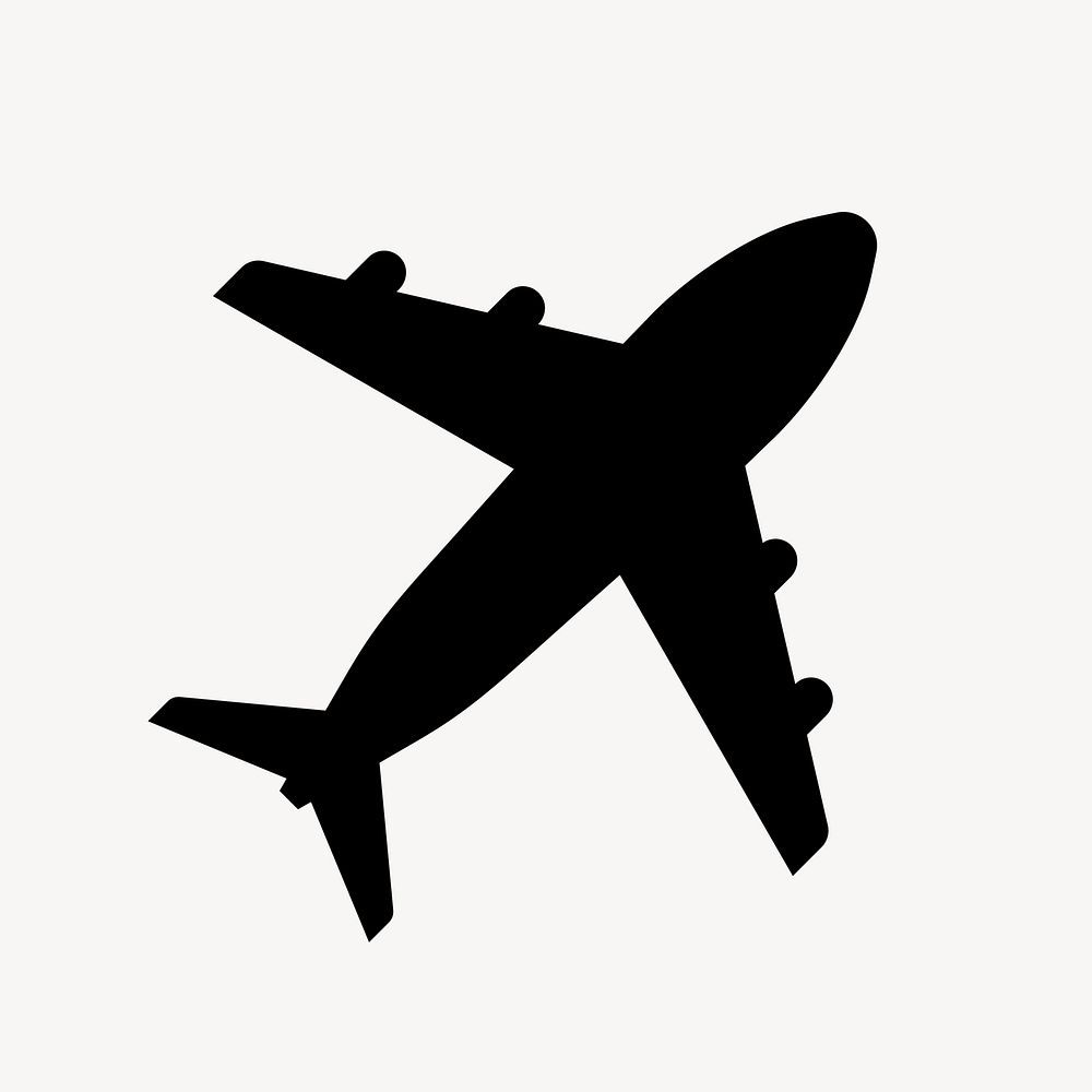 Black airplane flat icon vector