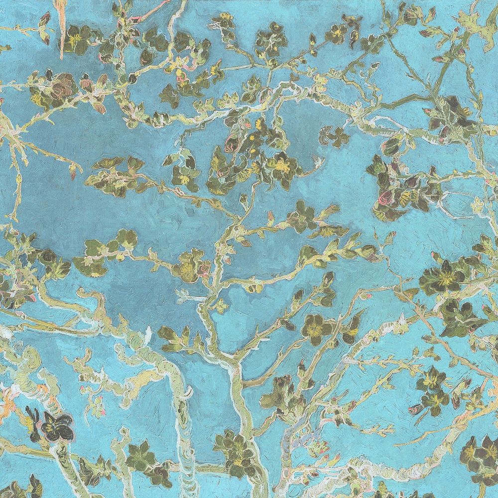 Vincent van Gogh's Almond blossom, famous painting blue design, remixed by rawpixel