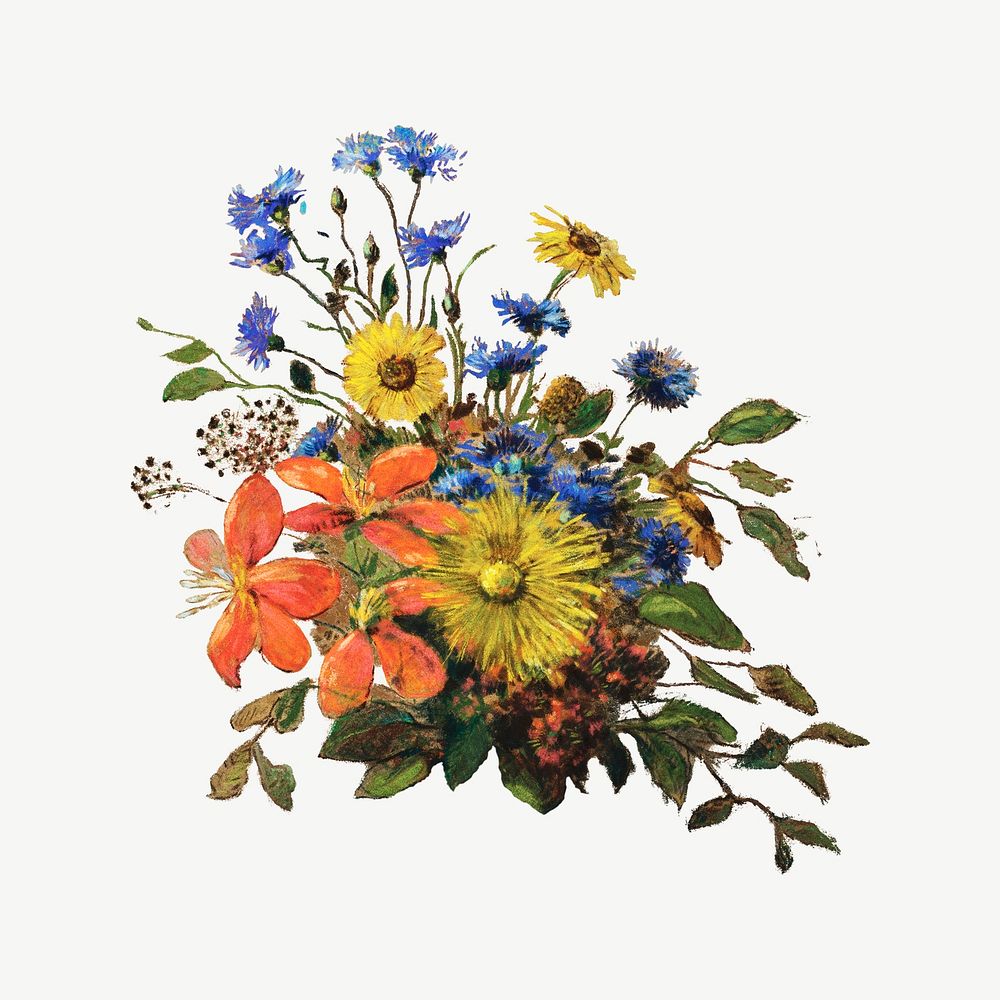 Odilon Redon's Flowers, famous painting psd, remixed by rawpixel