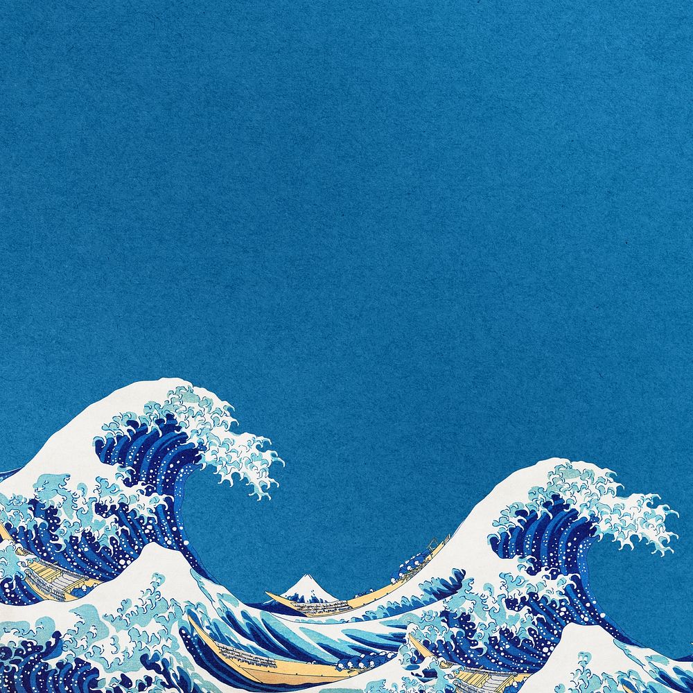 The Great Wave background, Hokusai's vintage border, remixed by rawpixel