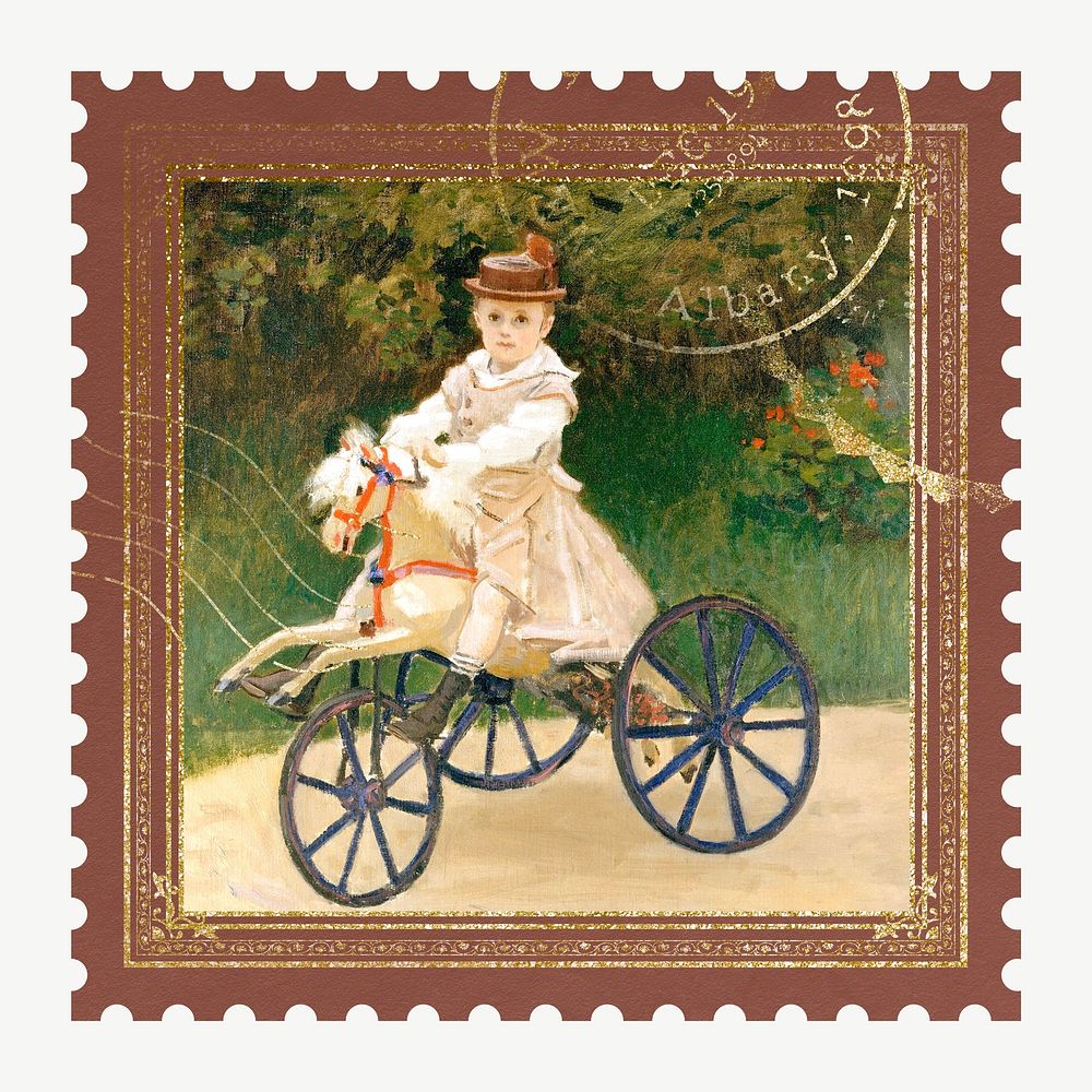 Jean Monet postage stamp element psd. Famous art remixed by rawpixel.