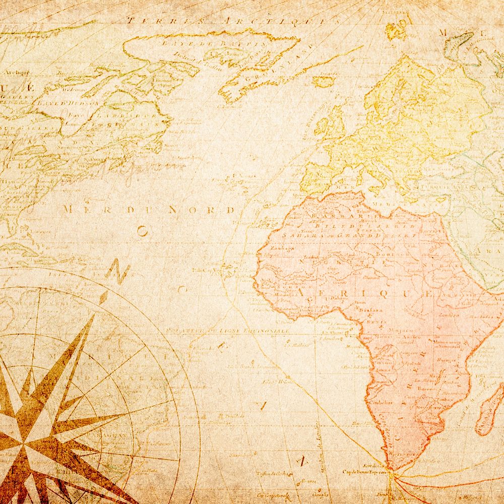 Vintage world map background, old paper texture