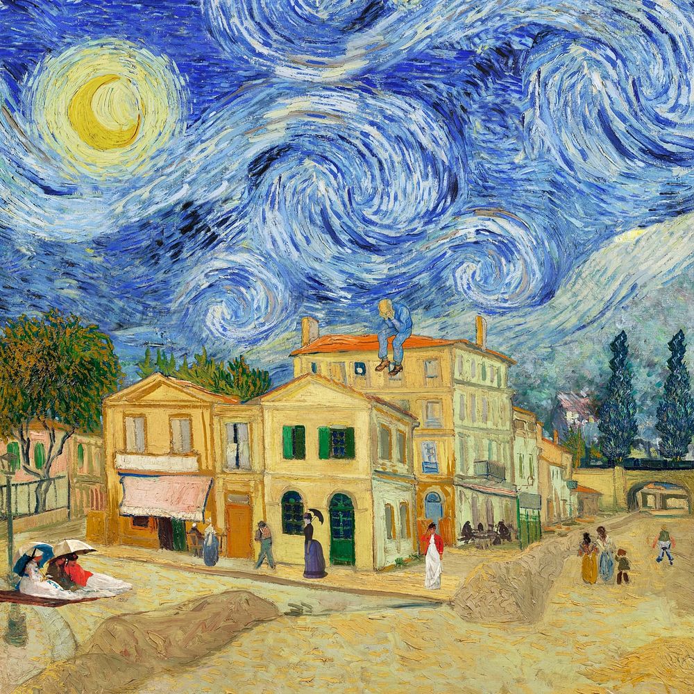Yellow house painting background. Vincent van Gogh art remixed by rawpixel.