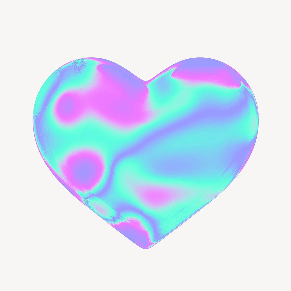 Heart 3D gradient collage element psd